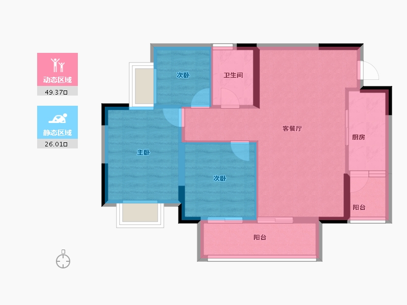 重庆-重庆市-寻光沙磁-67.30-户型库-动静分区