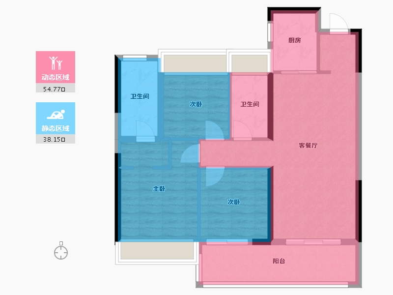 湖北省-黄冈市-帝景天成-77.00-户型库-动静分区