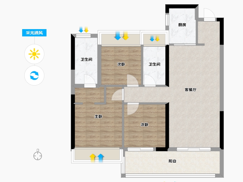 湖北省-黄冈市-帝景天成-77.00-户型库-采光通风