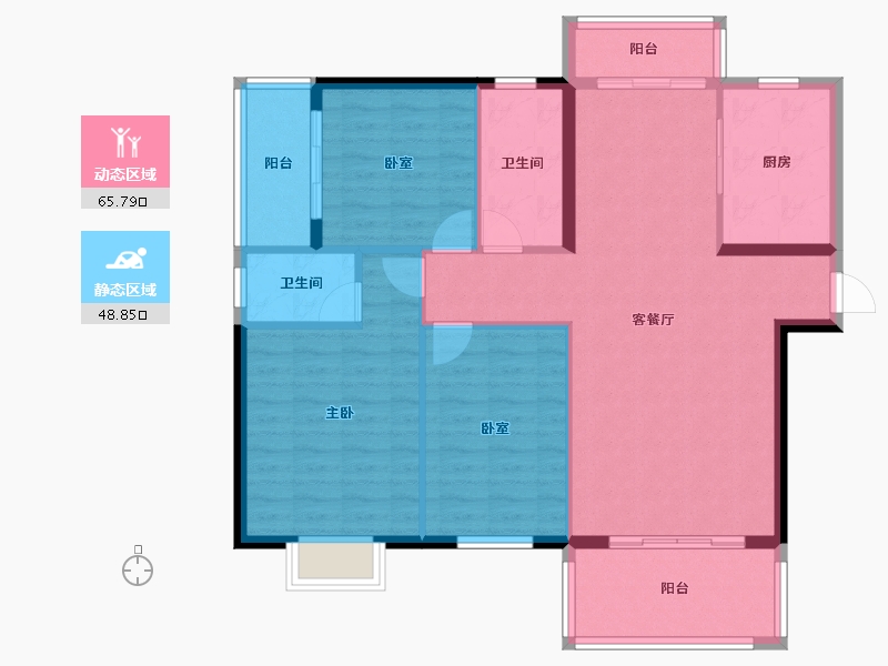 湖北省-随州市-汇龙湾·半岛天境-104.33-户型库-动静分区