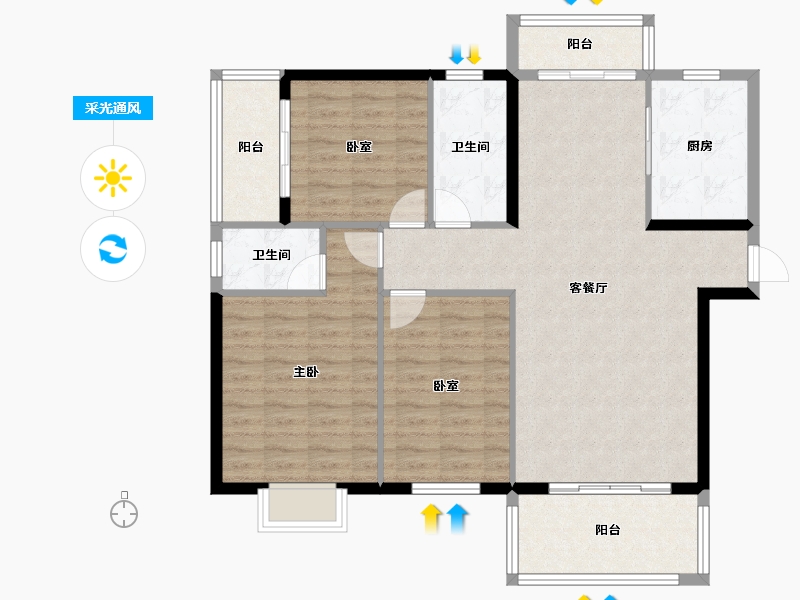 湖北省-随州市-汇龙湾·半岛天境-104.33-户型库-采光通风