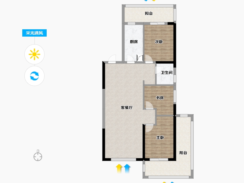 辽宁省-盘锦市-蓝色康桥K区·朗润园三期-104.85-户型库-采光通风