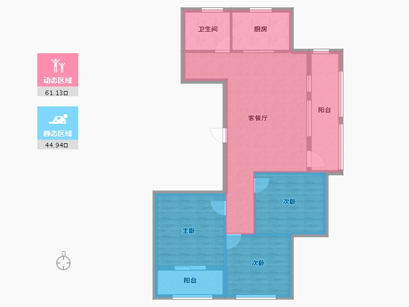 山东省-泰安市-城开·玉园-95.58-户型库-动静分区