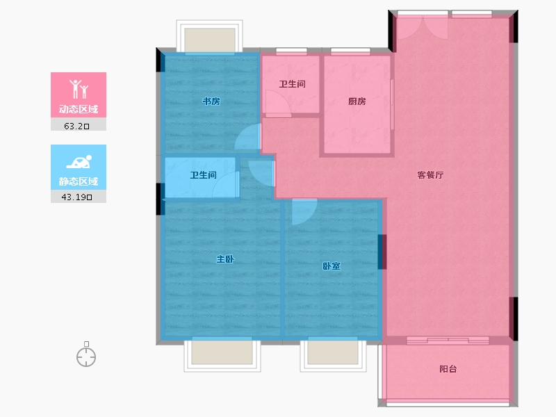 湖北省-孝感市-安陆涢东学府-97.35-户型库-动静分区