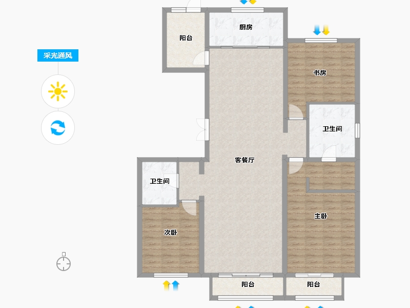 北京-北京市-丽景长安-135.64-户型库-采光通风