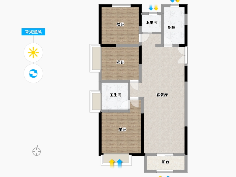 河南省-鹤壁市-东润如园-96.85-户型库-采光通风