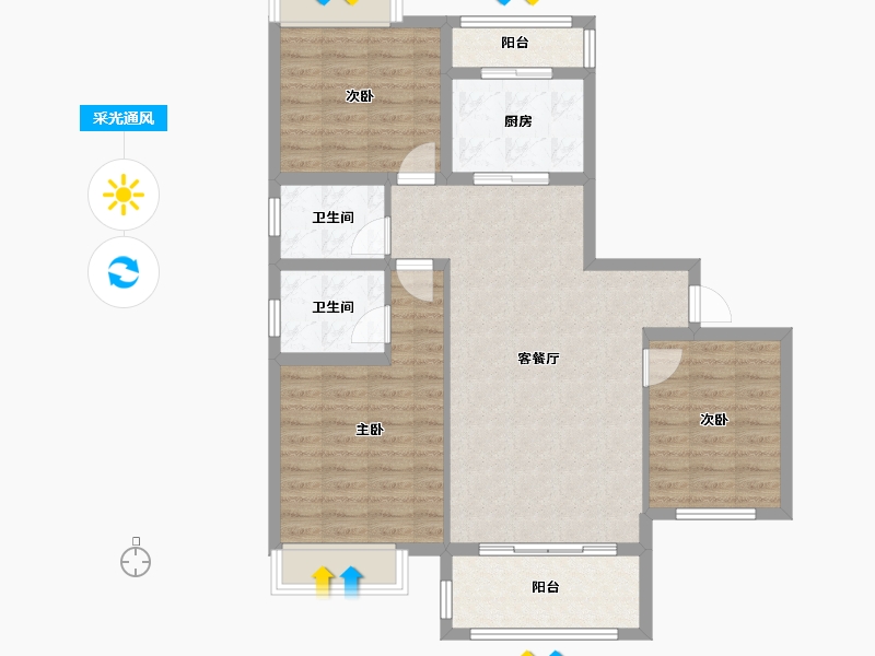 四川省-绵阳市-同立中央23街区-90.77-户型库-采光通风