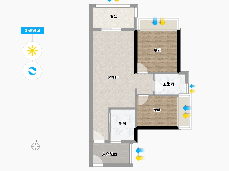 山东省-烟台市-龙玺城-57.61-户型库-采光通风