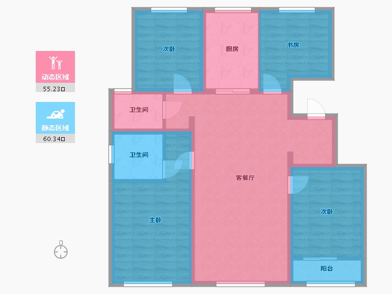 内蒙古自治区-赤峰市-中天云府-124.00-户型库-动静分区