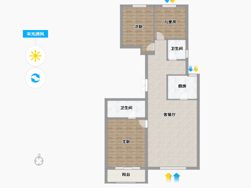 北京-北京市-西山上品湾MOMA-107.20-户型库-采光通风