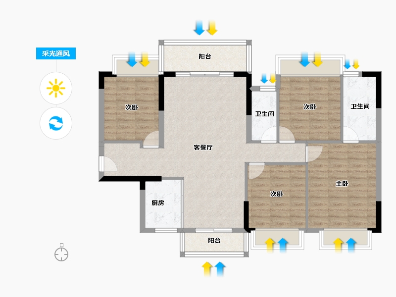 广东省-阳江市-联城新世纪-102.50-户型库-采光通风