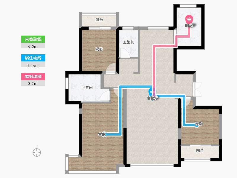 宁夏回族自治区-银川市-巨力·公园华府-108.84-户型库-动静线