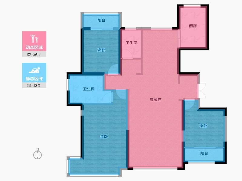 宁夏回族自治区-银川市-巨力·公园华府-108.84-户型库-动静分区