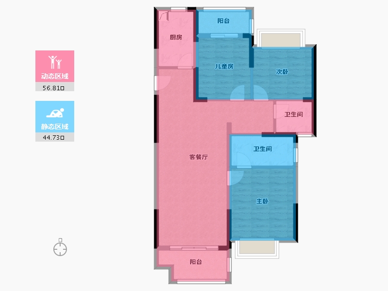 湖北省-武汉市-弘阳云栖玫著-90.70-户型库-动静分区