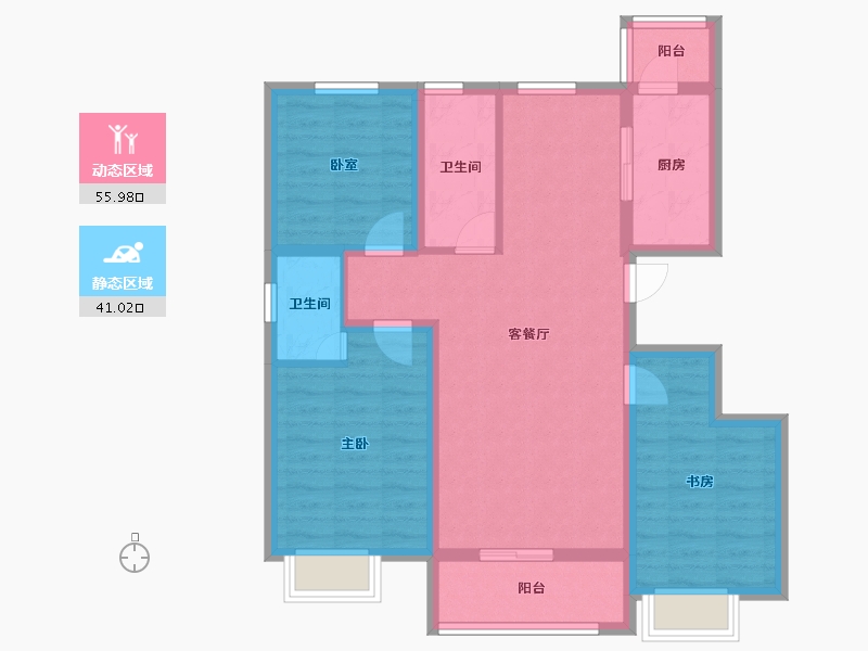 河北省-邢台市-滨河上智家园-85.93-户型库-动静分区