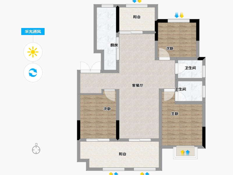 安徽省-铜陵市-城乡·金色年华-102.47-户型库-采光通风