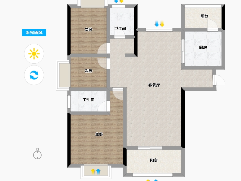 贵州省-铜仁市-铜仁·恒大山湖郡-99.34-户型库-采光通风