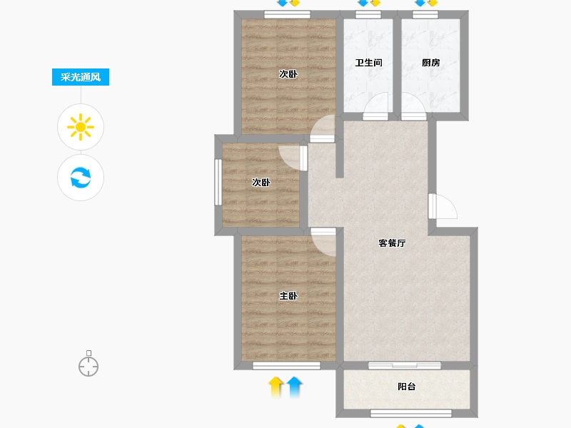 山东省-淄博市-中房四季城-73.84-户型库-采光通风