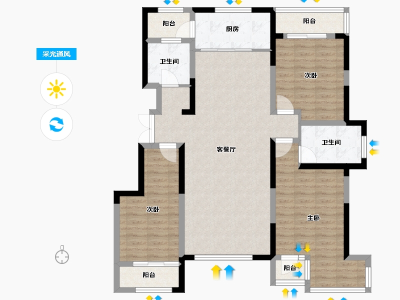 宁夏回族自治区-银川市-巨力·公园华府-107.26-户型库-采光通风