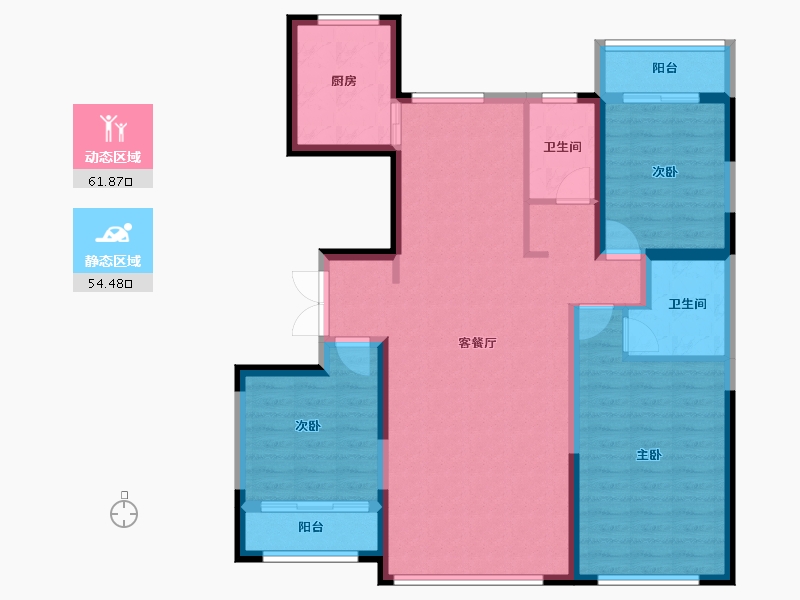 宁夏回族自治区-银川市-巨力·公园华府-104.33-户型库-动静分区