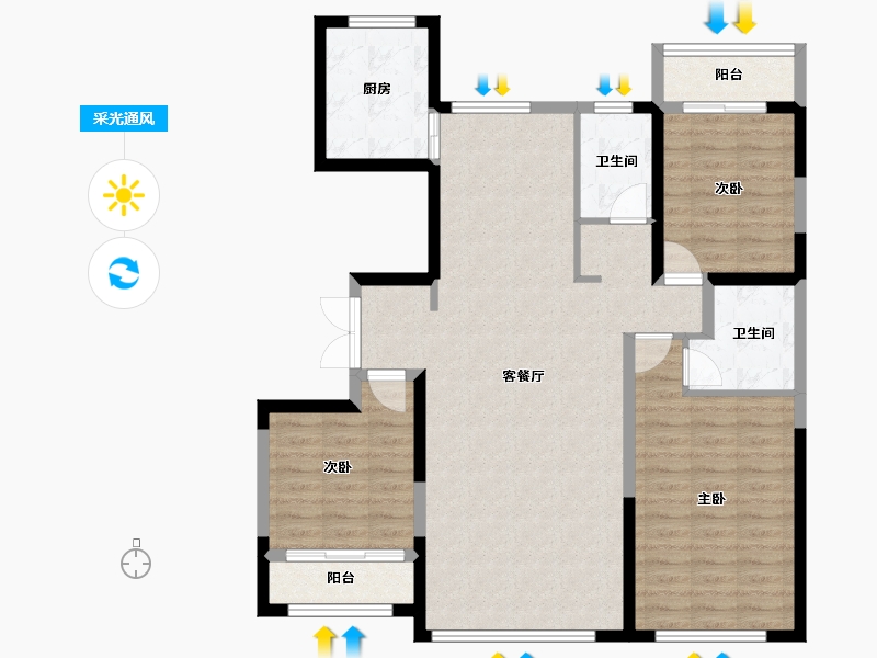 宁夏回族自治区-银川市-巨力·公园华府-104.33-户型库-采光通风