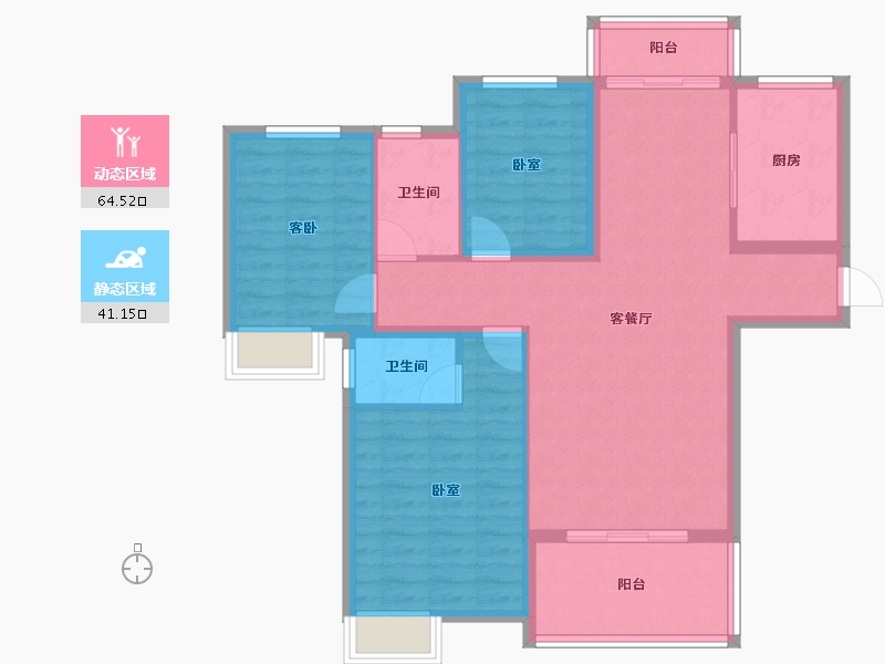 湖北省-随州市-汇龙湾·半岛天境-95.18-户型库-动静分区