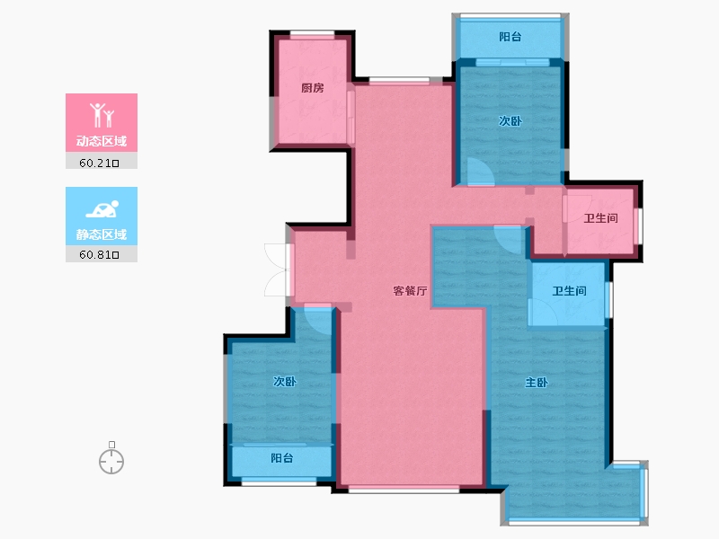 宁夏回族自治区-银川市-巨力·公园华府-108.03-户型库-动静分区