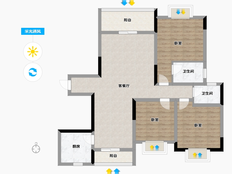 四川省-南充市-宏云·滨河湾-99.21-户型库-采光通风