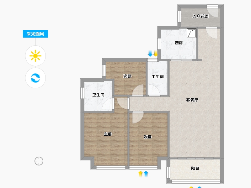 广东省-广州市-时代印记-88.00-户型库-采光通风