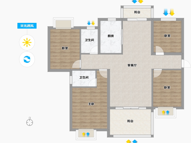 湖北省-随州市-汇龙湾·半岛天境-108.11-户型库-采光通风