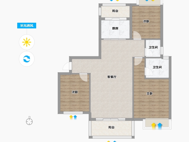 四川省-绵阳市-同立中央23街区-90.20-户型库-采光通风