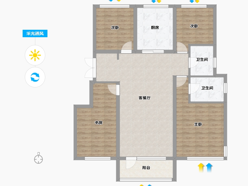 黑龙江省-哈尔滨市-华润置地崑崙御-107.99-户型库-采光通风