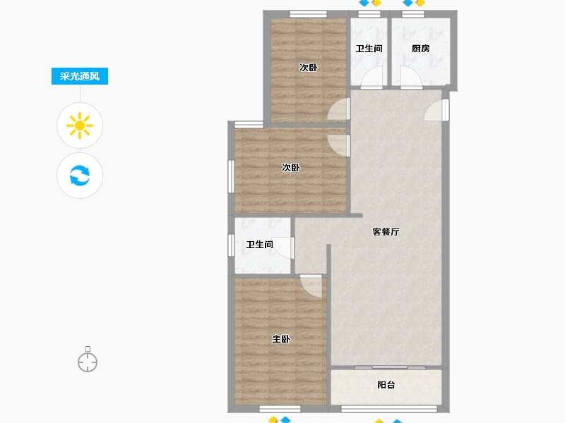 内蒙古自治区-呼和浩特市-民望家园-95.60-户型库-采光通风