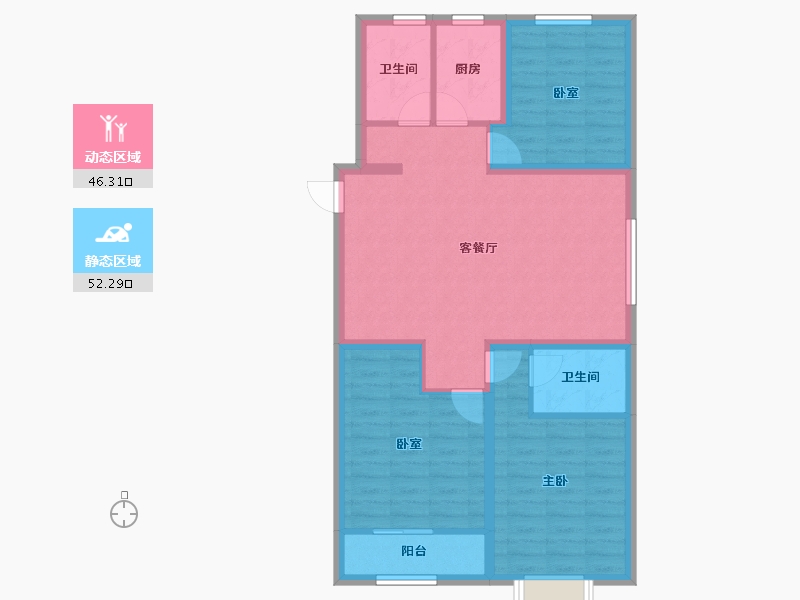 河北省-邢台市-滨河上智家园-88.30-户型库-动静分区