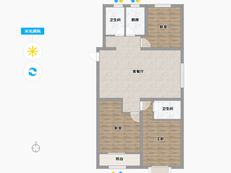 河北省-邢台市-滨河上智家园-88.30-户型库-采光通风