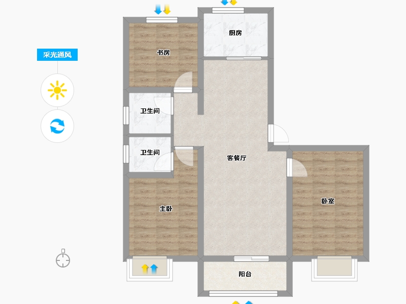 河北省-邢台市-滨河上智家园-79.76-户型库-采光通风