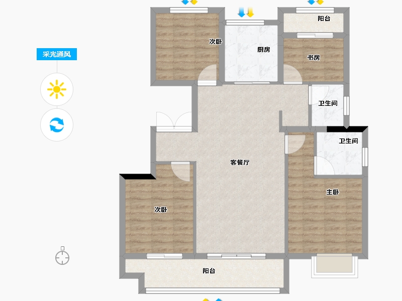 安徽省-宿州市-钟鑫·状元府-99.20-户型库-采光通风