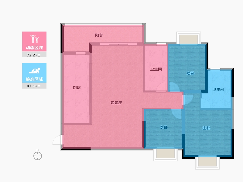 广西壮族自治区-柳州市-恒大珺睿府-106.40-户型库-动静分区