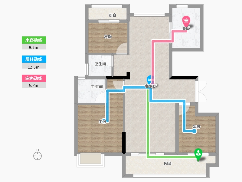 安徽省-宿州市-钟鑫·状元府-95.20-户型库-动静线