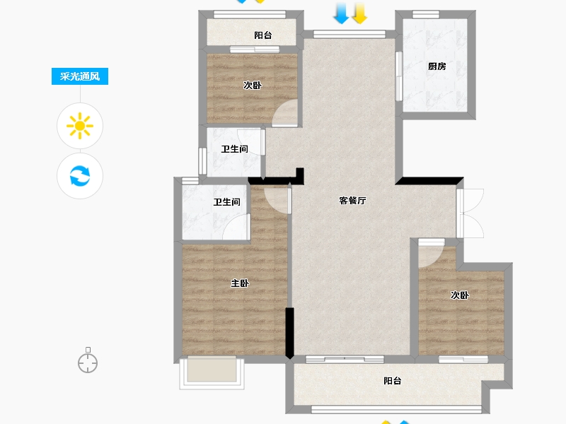 安徽省-宿州市-钟鑫·状元府-95.20-户型库-采光通风