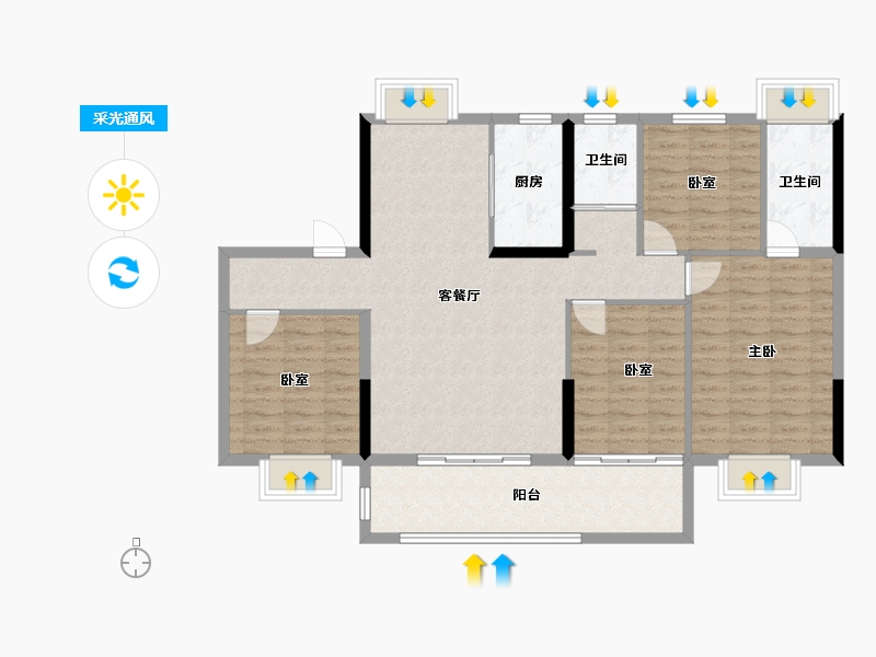 江苏省-苏州市-云樾兰庭-112.41-户型库-采光通风