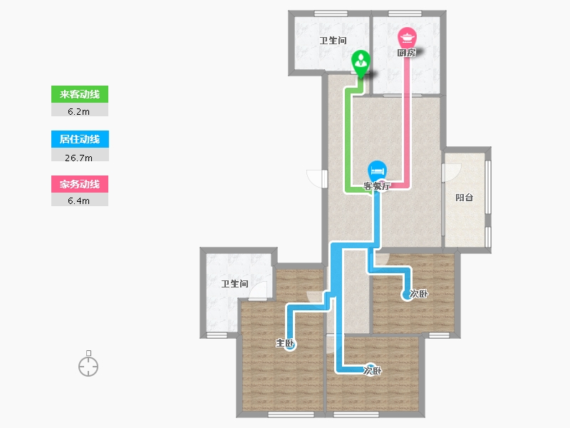 山东省-泰安市-城开·玉园-111.77-户型库-动静线