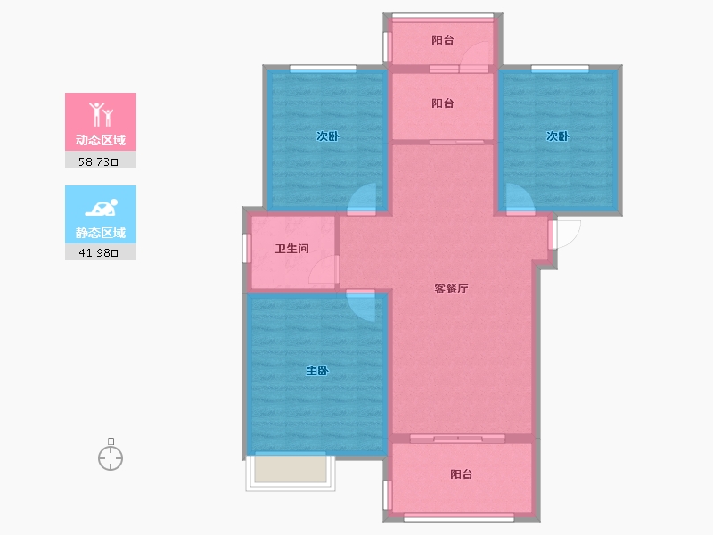 安徽省-宿州市-泗洲名城·观湖苑-90.00-户型库-动静分区