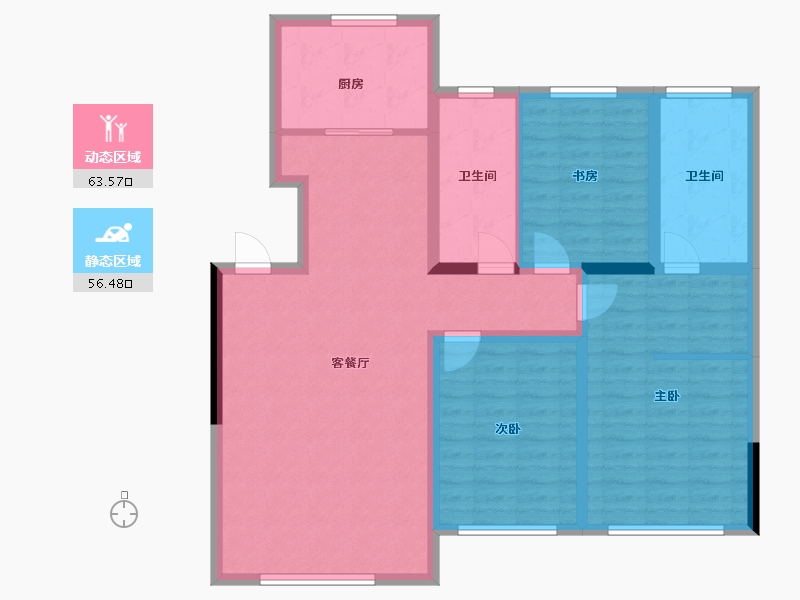 辽宁省-盘锦市-总部生态城·泰郡三期-107.83-户型库-动静分区