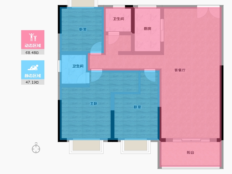 湖北省-孝感市-安陆涢东学府-103.05-户型库-动静分区