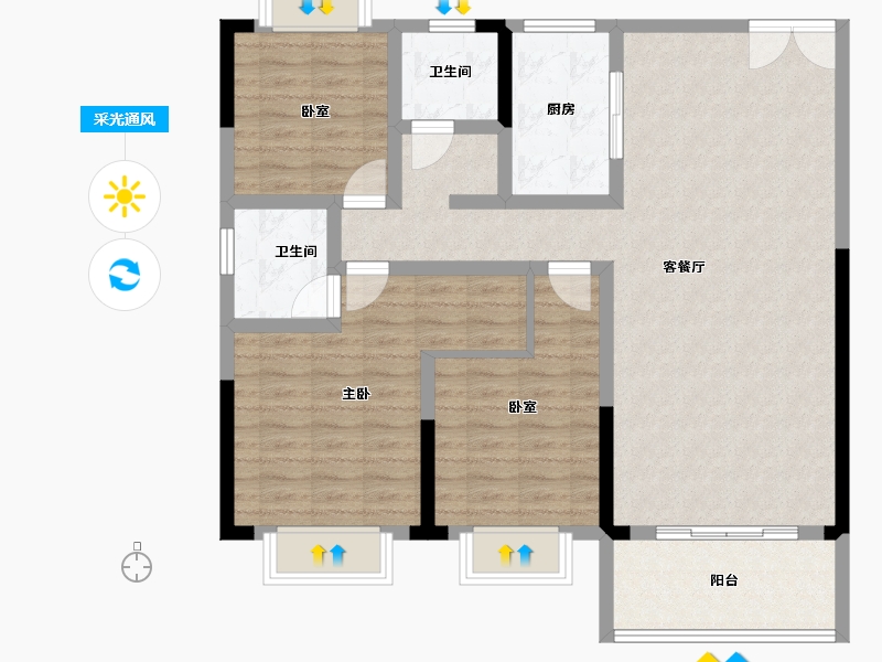 湖北省-孝感市-安陆涢东学府-103.05-户型库-采光通风