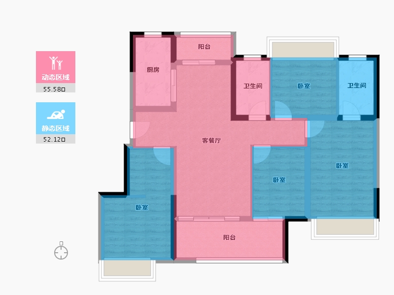 重庆-重庆市-保利麓谷林语-96.00-户型库-动静分区