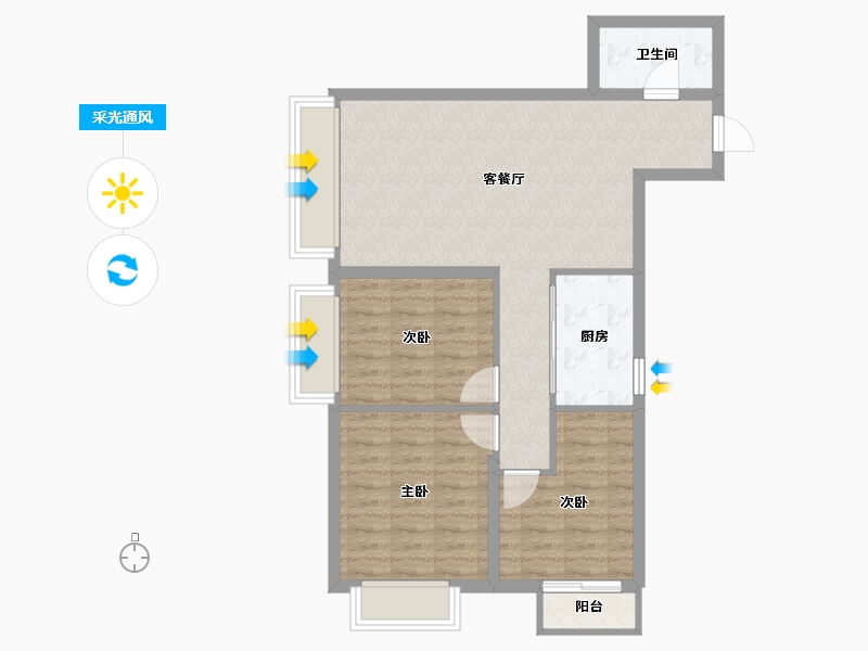 黑龙江省-哈尔滨市-新松樾尚-73.90-户型库-采光通风