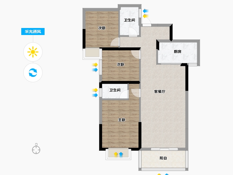 湖北省-孝感市-华耀府东明珠二期-93.26-户型库-采光通风