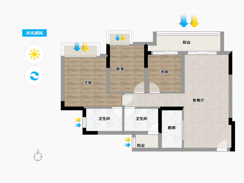 重庆-重庆市-保利麓谷林语-73.00-户型库-采光通风